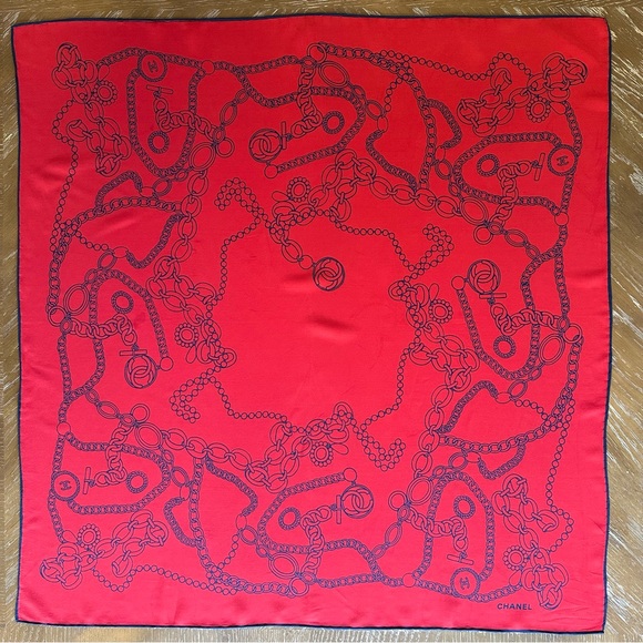 Authentic CHANEL Silk Large Scarf - Picture 3 of 8